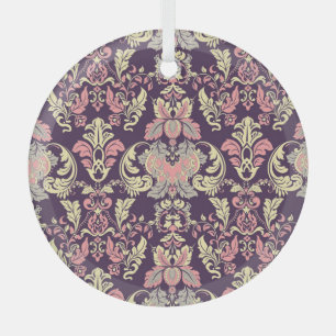 Classic baroque, vintage floral wallpaper. glass tree decoration