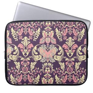 Classic baroque, vintage floral wallpaper. laptop sleeve