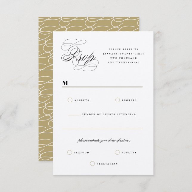 Classic Bars Lines Double Monogram Wedding RSVP Invitation (Front/Back)