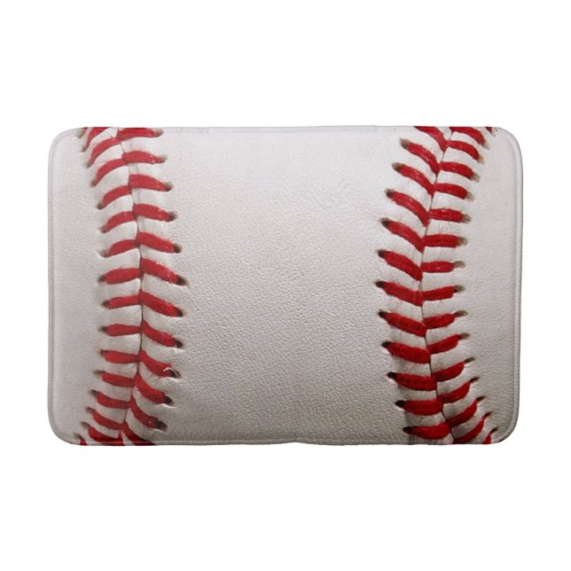 Classic Baseball and Softball Red Stitching Bath Mat (Front)