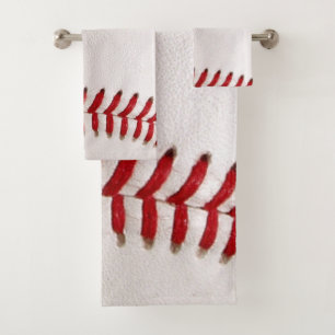 Classic Baseball and Softball Red Stitching Bath Towel Set
