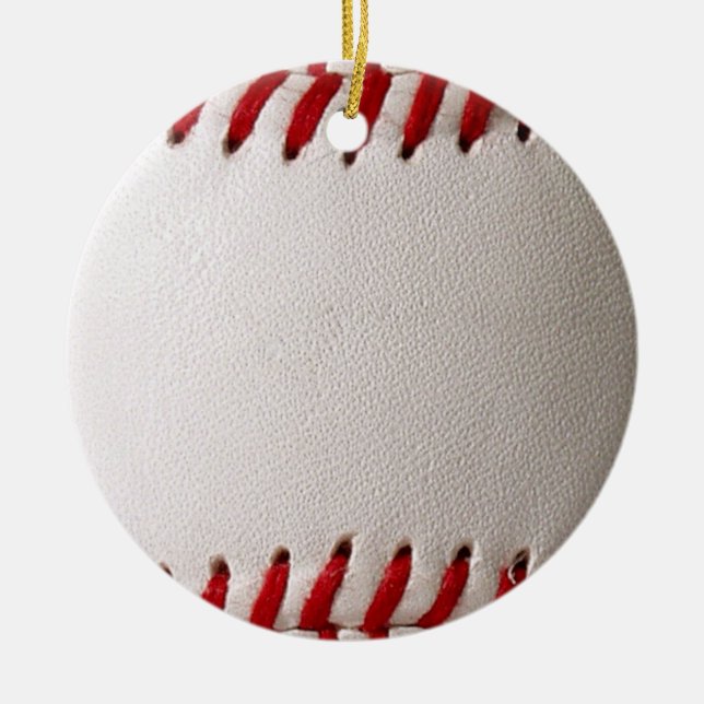 Classic Baseball and Softball Red Stitching Ceramic Ornament (Front)