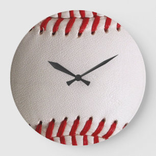 Classic Baseball and Softball Red Stitching Large Clock