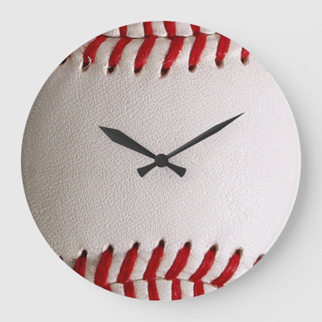 Classic Baseball and Softball Red Stitching Large Clock (Front)