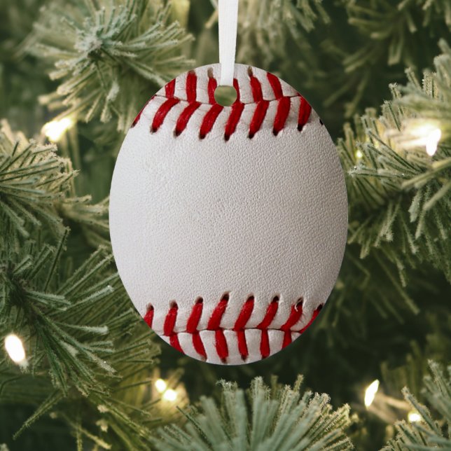 Classic Baseball and Softball Red Stitching Metal Tree Decoration (Insitu)