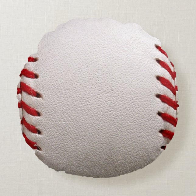 Classic Baseball and Softball Red Stitching Round Cushion (Front)