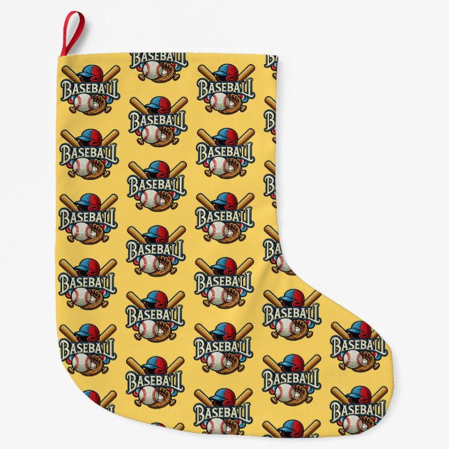Classic Baseball Essentials / Stylish Retro Legend Large Christmas Stocking (Front)