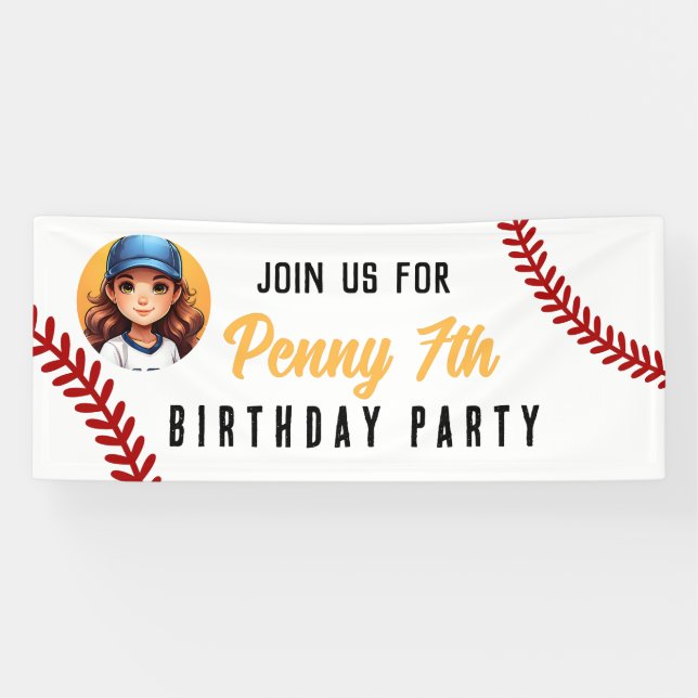 Classic baseball softball birthday party kids  banner (Horizontal)