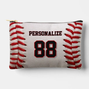 Classic Baseball Stitch Custom Name and Number Accessory Pouch
