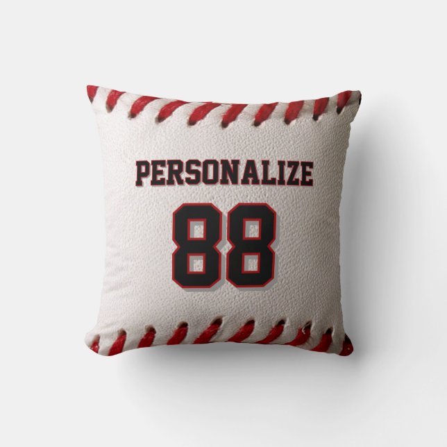 Classic Baseball Stitch Custom Name and Number Cushion (Front)