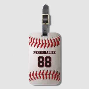 Classic Baseball Stitch Custom Name and Number Luggage Tag