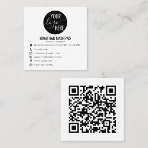 Classic Basic Professional Company Logo QR Code Square Business Card