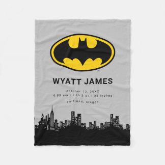 Classic Batman Symbol | New Baby Birth Stats Fleece Blanket