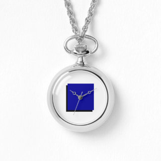 Classic Bauhaus Art Blue Square Necklace Watch