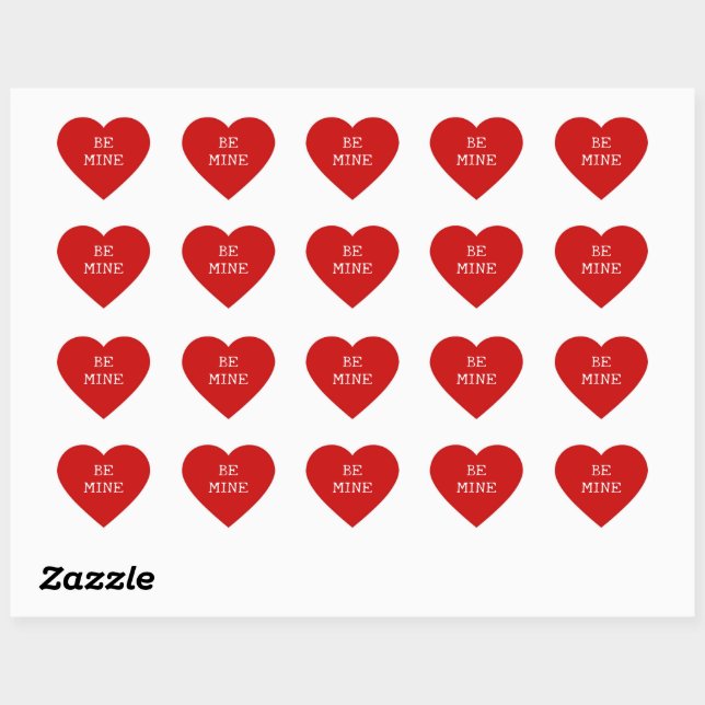 Classic Be Mine Red Valetines Day Heart Sticker (Sheet)