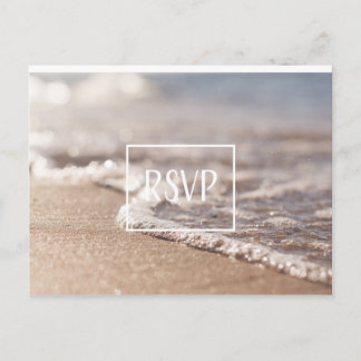 Classic Beach RSVP Wedding Invitation Postcard
