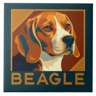 Classic Beagle Portrait Retro Style Ceramic Tile