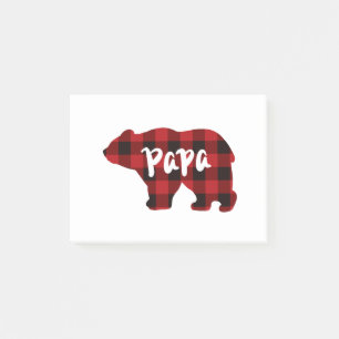 Classic bear silhouette papa bear red black plaid post-it notes