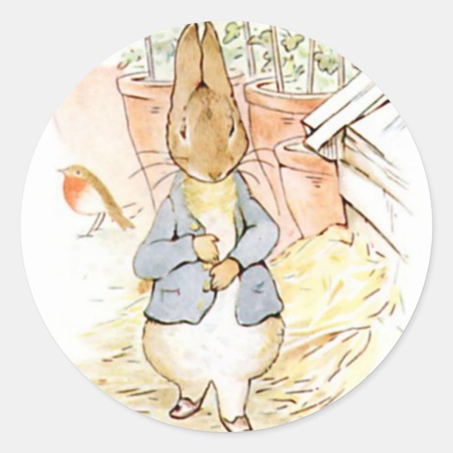 Classic Beatrix Potter Cute Bunny  Classic Round Sticker (Front)