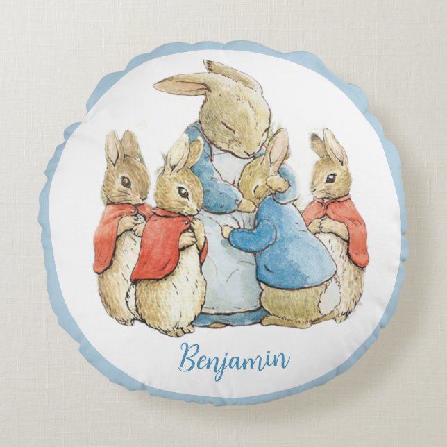 Classic Beatrix Potter Peter the Rabbit Round Cushion (Front)