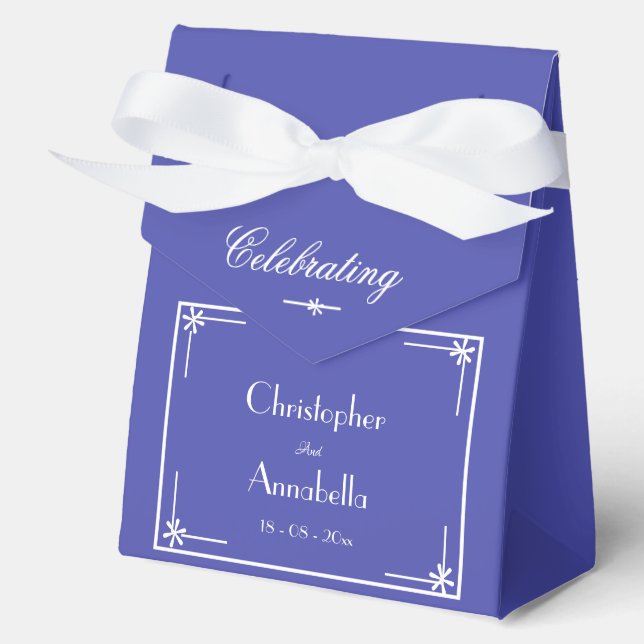Classic Beautiful Blue Chic Script Thank You Favour Box (Front)