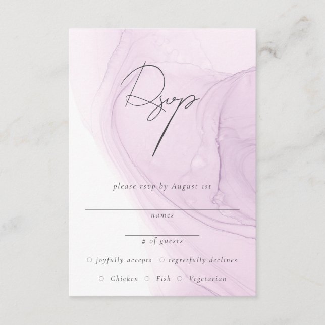 Classic Beautiful Purple and Colour Ink RSVP Enclosure Card (Front)