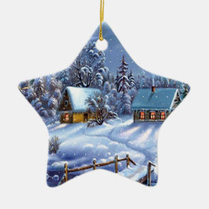 Classic, beautiful vintage Christmas picture Ceramic Ornament