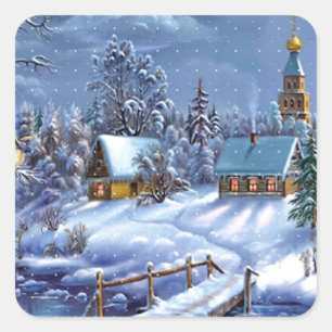 Classic, beautiful vintage Christmas picture Square Sticker