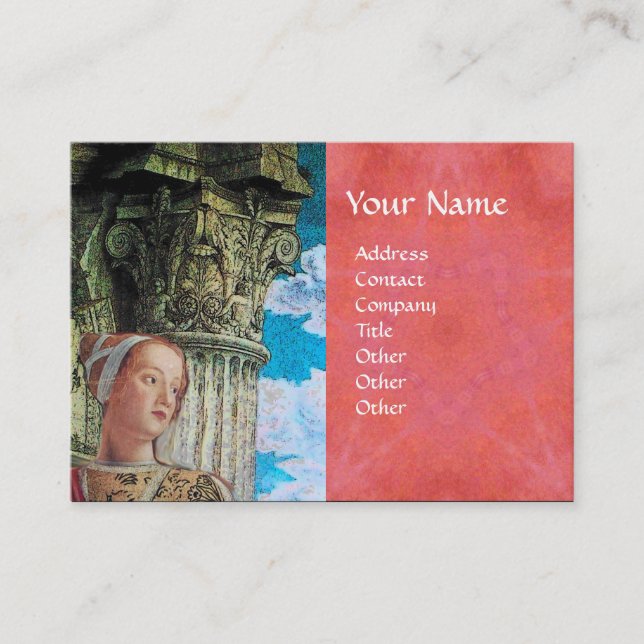 CLASSIC BEAUTY ANTIQUE COLUMN MONOGRAM Blue Pink Business Card (Front)