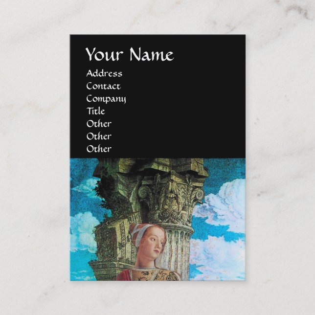 CLASSIC BEAUTY MONOGRAM antique bright blue black Business Card (Front)