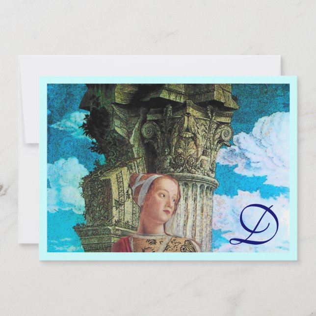 CLASSIC BEAUTY MONOGRAM bright antique blue Invitation (Front)