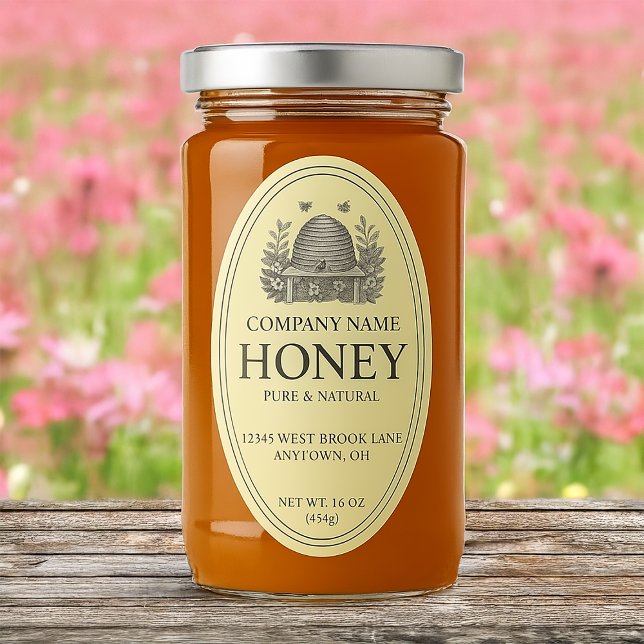 Classic Bee Hive Honey Product Label Sticker (Creator Uploaded)