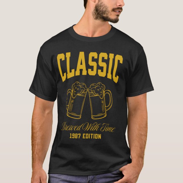 Classic Beer Drinking Birthday 1987 Mens T-Shirt (Front)