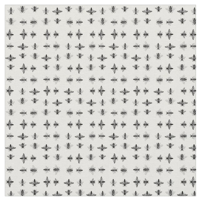 Classic Bees Print Pattern CUSTOM BG COLOR Fabric (Close Up)