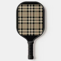 Classic Beige And Black Plaid Pickleball Paddle
