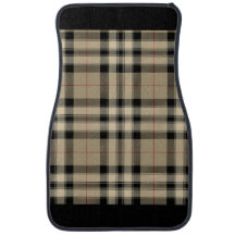 Classic Beige And Black Plaid Set of Car Mats