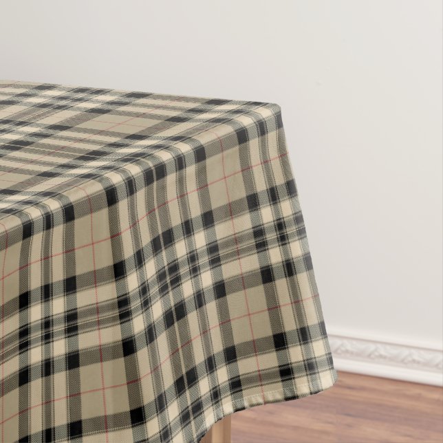 Classic Beige And Black Plaid Tablecloth (In Situ)