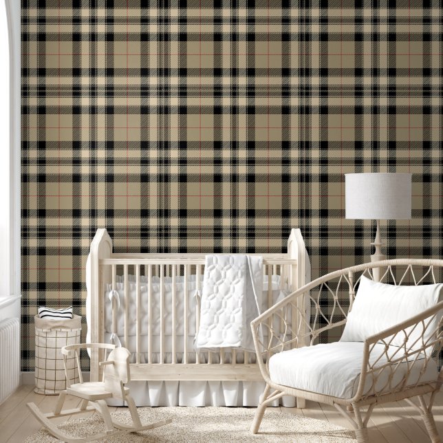 Classic Beige + Black Plaid  Wallpaper (Kids)