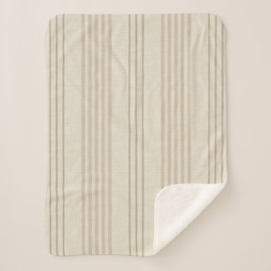Classic Beige Neutral Ticking Stripe Pattern Sherpa Blanket