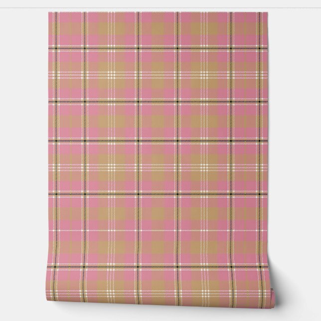 Classic Beige Pink Plaid  Wallpaper (Unrolling)