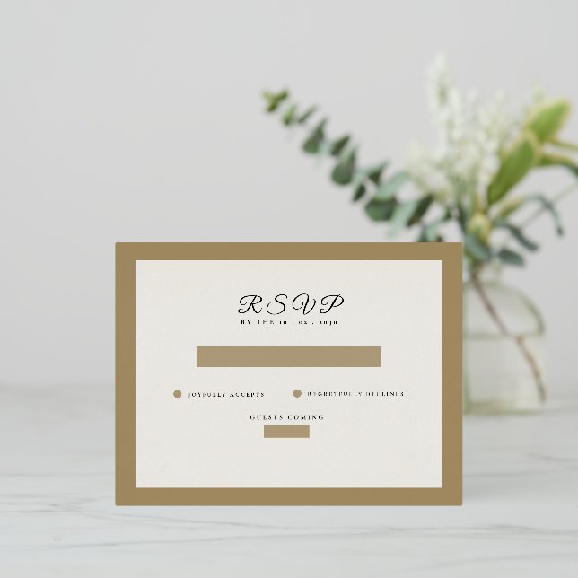 classic beige rustic Wedding RSVP card (Standing Front)