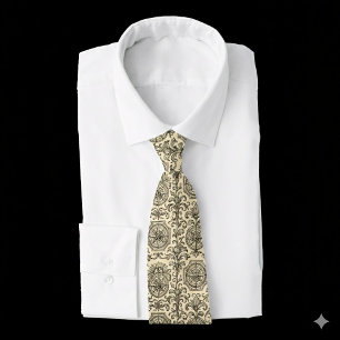 classic beige vintage nautical compass ornamental tie