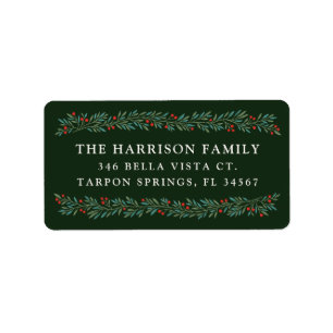 Classic Berry Garland Christmas Return Address Label