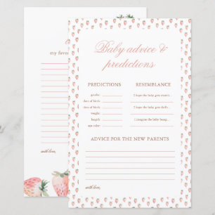 Classic Berry Sweet Baby Shower Predictions Card