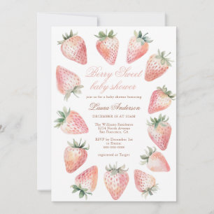 Classic Berry Sweet Baby Shower Strawberries Invitation