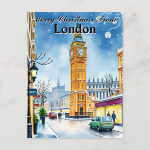 Classic Big Ben London Christmas Vintage Postcard