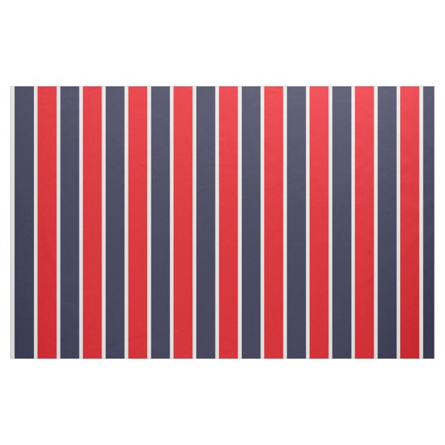 Classic Big Bold Red Blue White Stripes Pattern Fabric (Fat Quarter)