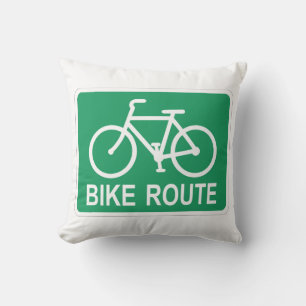 Classic Bike Route Sign Cushion