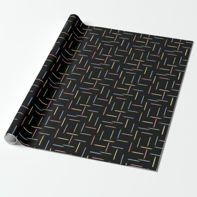 Classic Birthday Candles - Black Wrapping Paper (Unrolled)