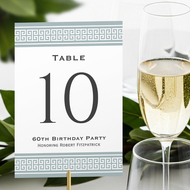 Classic Birthday Party Formal Grey Custom Table Number (Creator Uploaded)